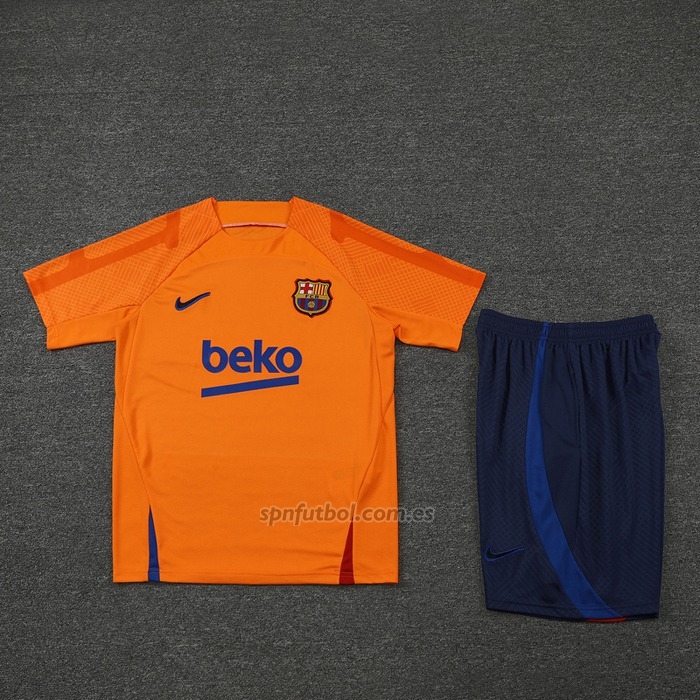 Chandal del Barcelona Manga Corta 2022-2023 Naranja - Pantalon Corto